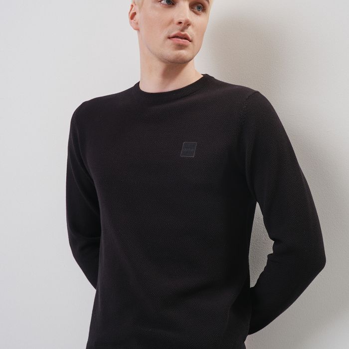 Чорний бавовняний чоловічий светр з логотипом