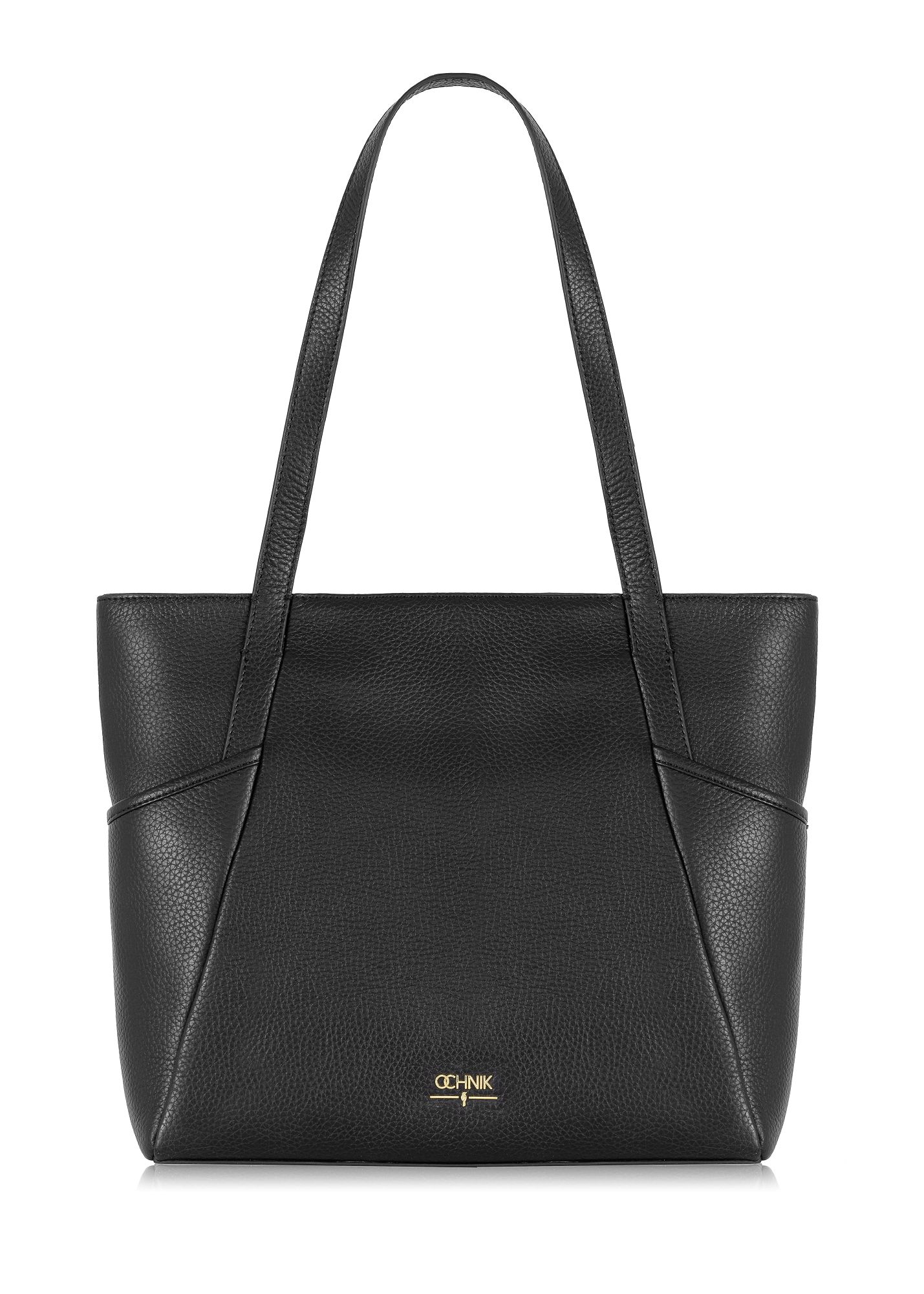Чорна шкіряна сумка-шоппер