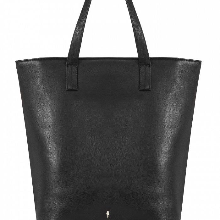 Шкіряна жіноча чорна сумка-шоппер