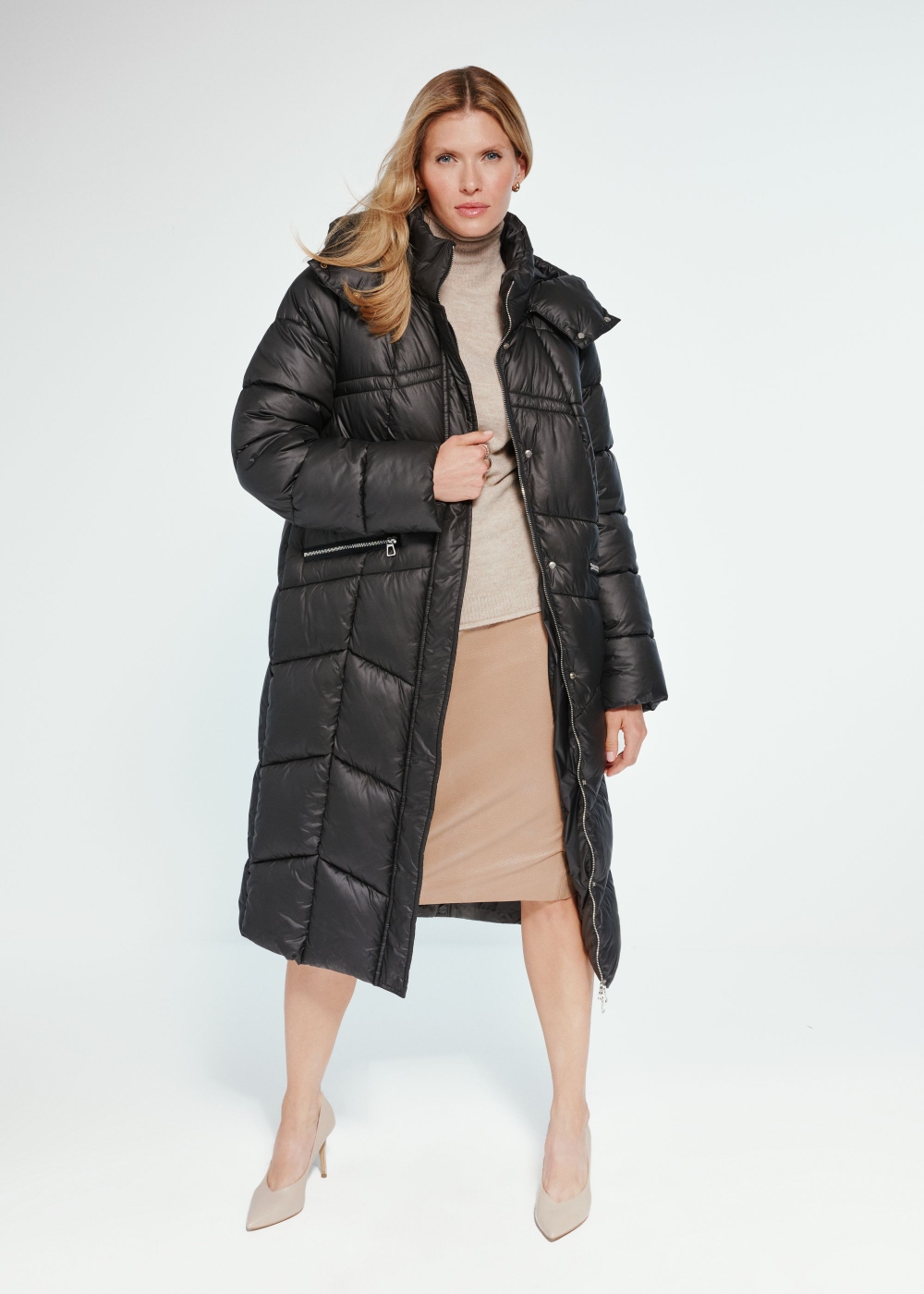 pazdesign ウインドガ-ドジケット Чорна довга жіноча зимова куртка KURDT-0530-99(Z24) | OCHNIK