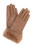 Skórzane rękawiczki damskie z futrem z królika REKDS-0071A-81(Z25)