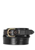Czarny skórzany pasek damski croco PASDS-0319-99(W25)