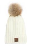 Кремова жіноча шапка з помпоном CZADT-0066A-12(Z25)