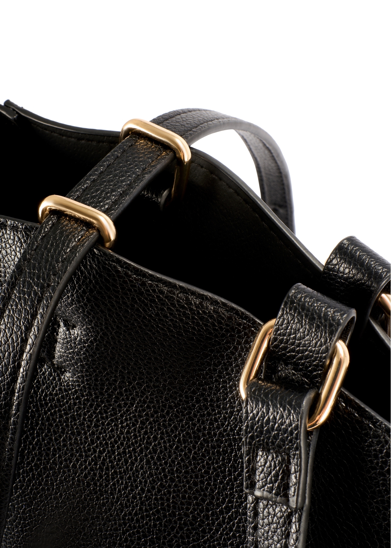 Велика чорна сумка-шопер TOREC-1201-99(W26), крупний план деталі виробу на білому фоні.