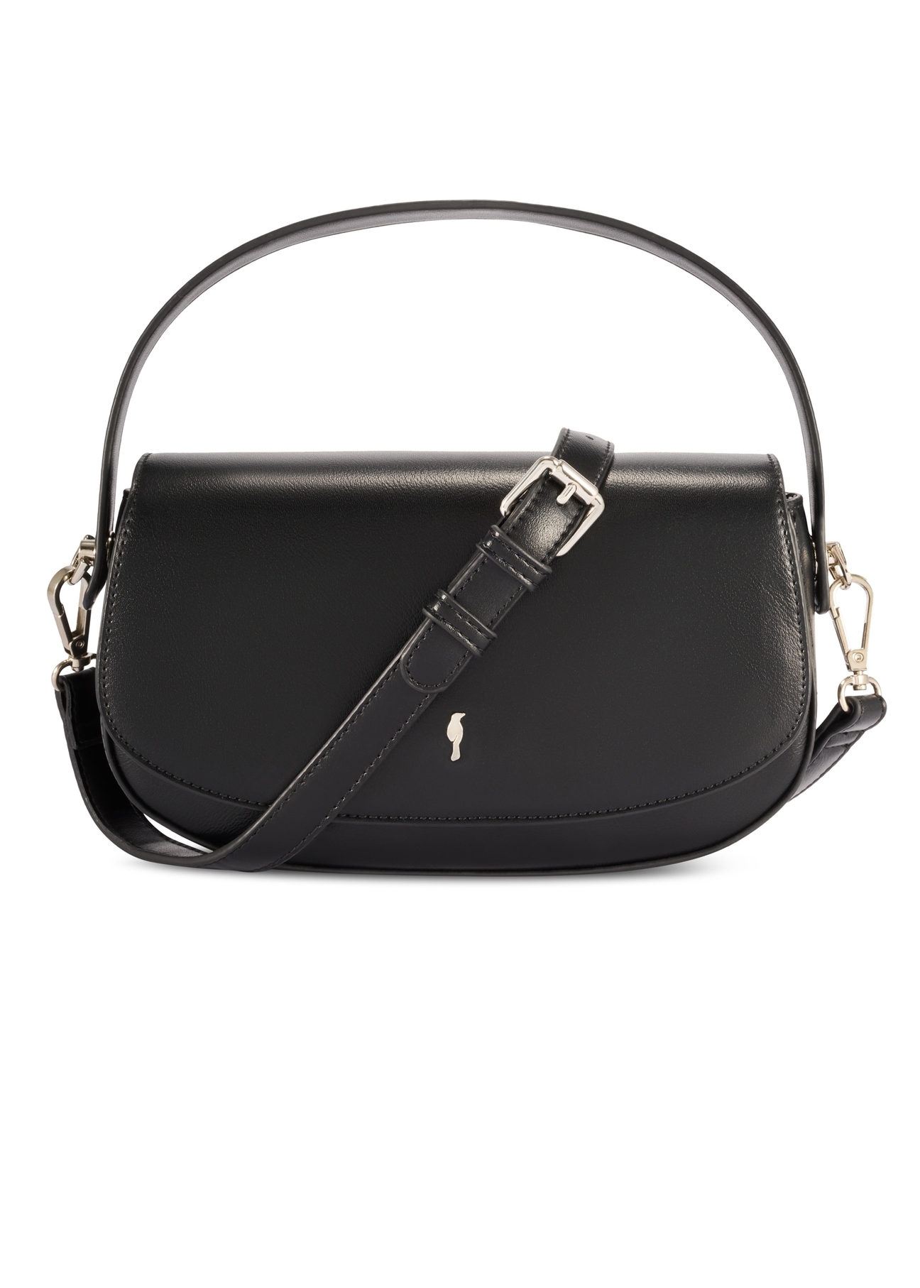 Маленька чорна жіноча сумка-месенджер TOREC-1185-99(W26), вигляд виробу спереду на білому тлі.