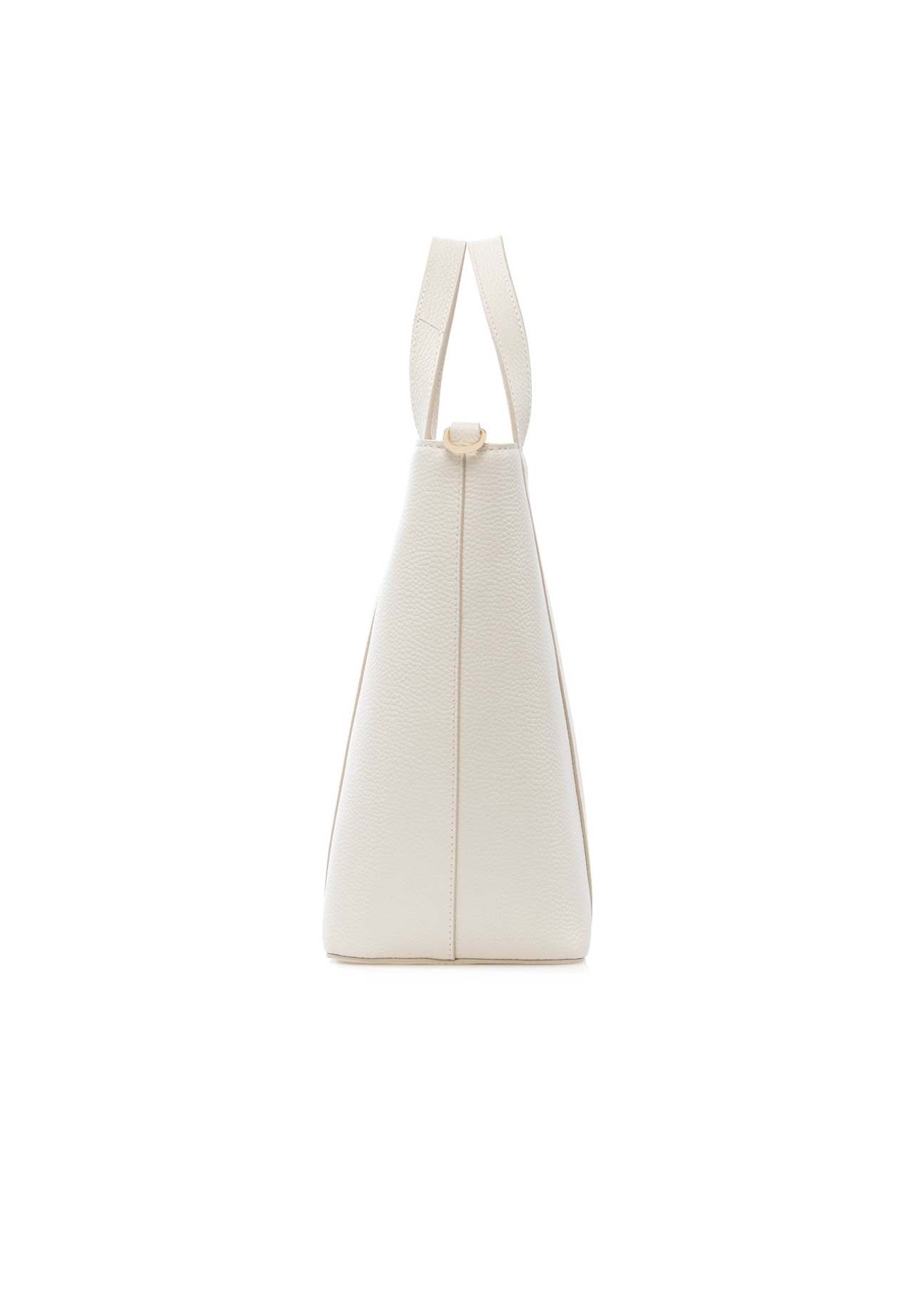 Кремова шкіряна сумка-шопер TORES-1272-0B(W26), вигляд виробу збоку на білому фоні.