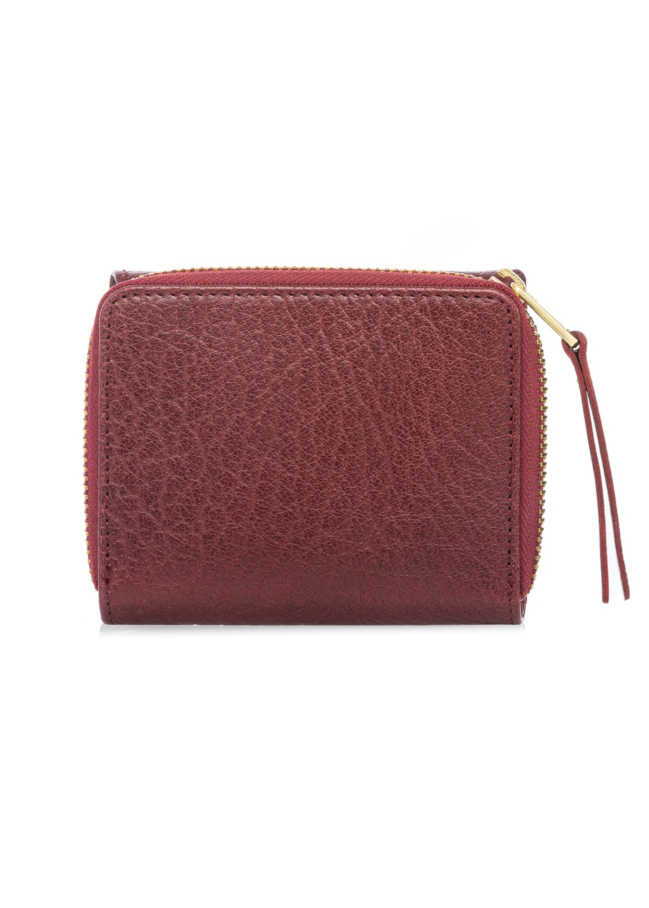 Невеликий складаний жіночий шкіряний гаманець PORES-0816-4C(W26), вигляд виробу ззаду на білому фоні.