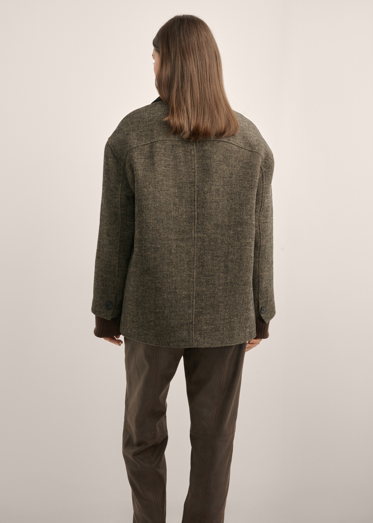 Płaszcz damski w jodełkę PLADT-0083-1L(Z26)