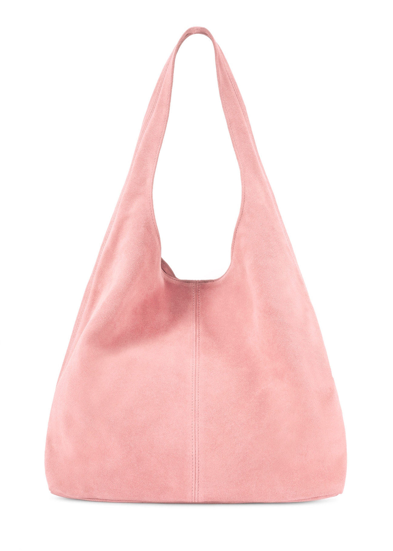 Жіноча рожева замшева сумка-шопер TORES-1177-5B(W26), вигляд виробу ззаду на білому фоні.