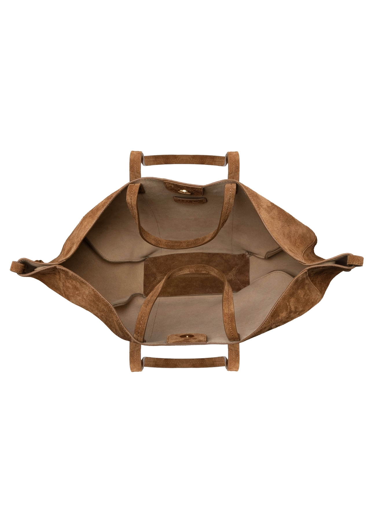 Коричнева замшева жіноча сумка TORES-1305-1D(W26), вигляд виробу всередині на білому тлі.