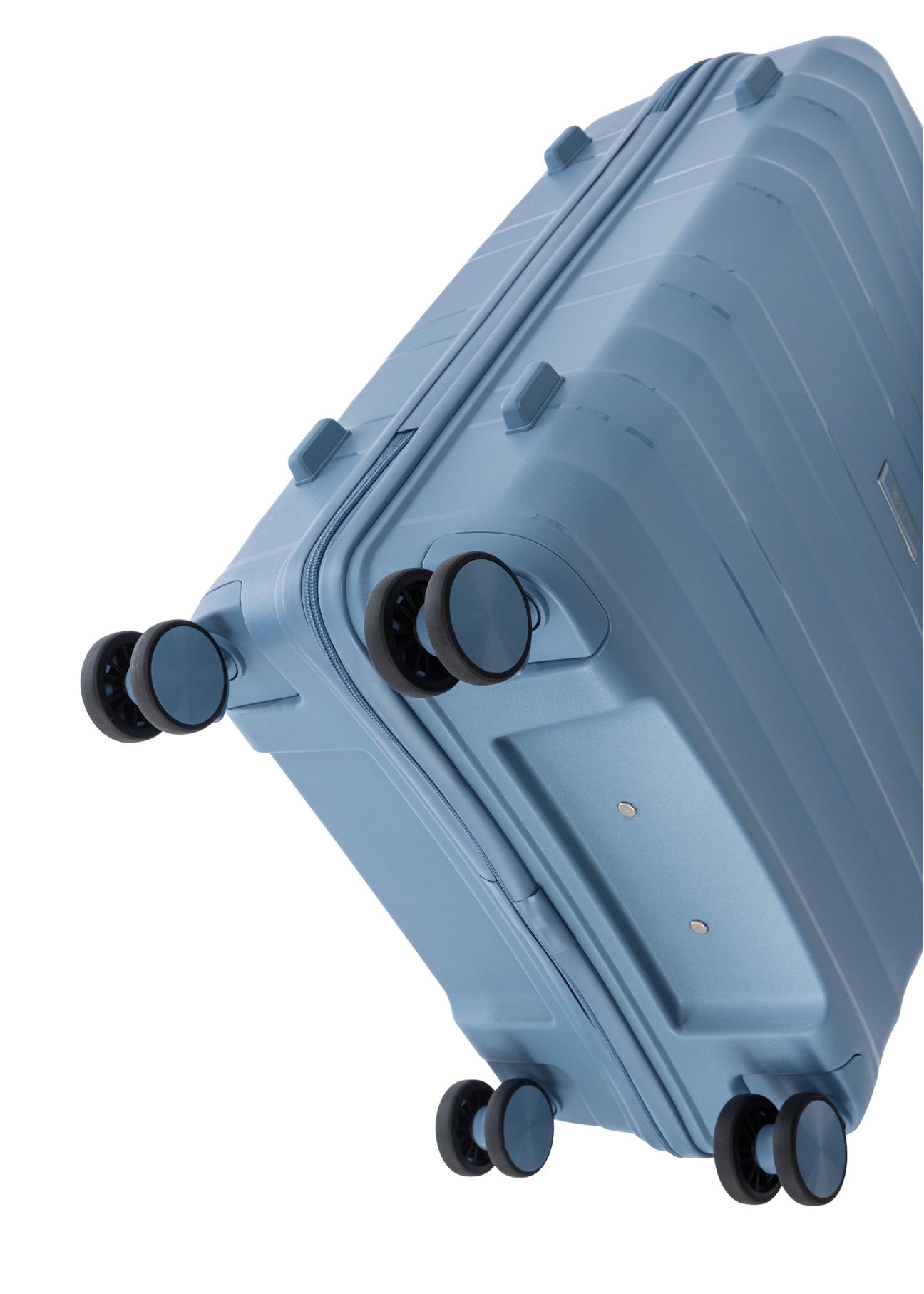 Маленька валіза на колесах WALPP-0024-7A-19(W26), вигляд виробу на колесах на білому фоні.