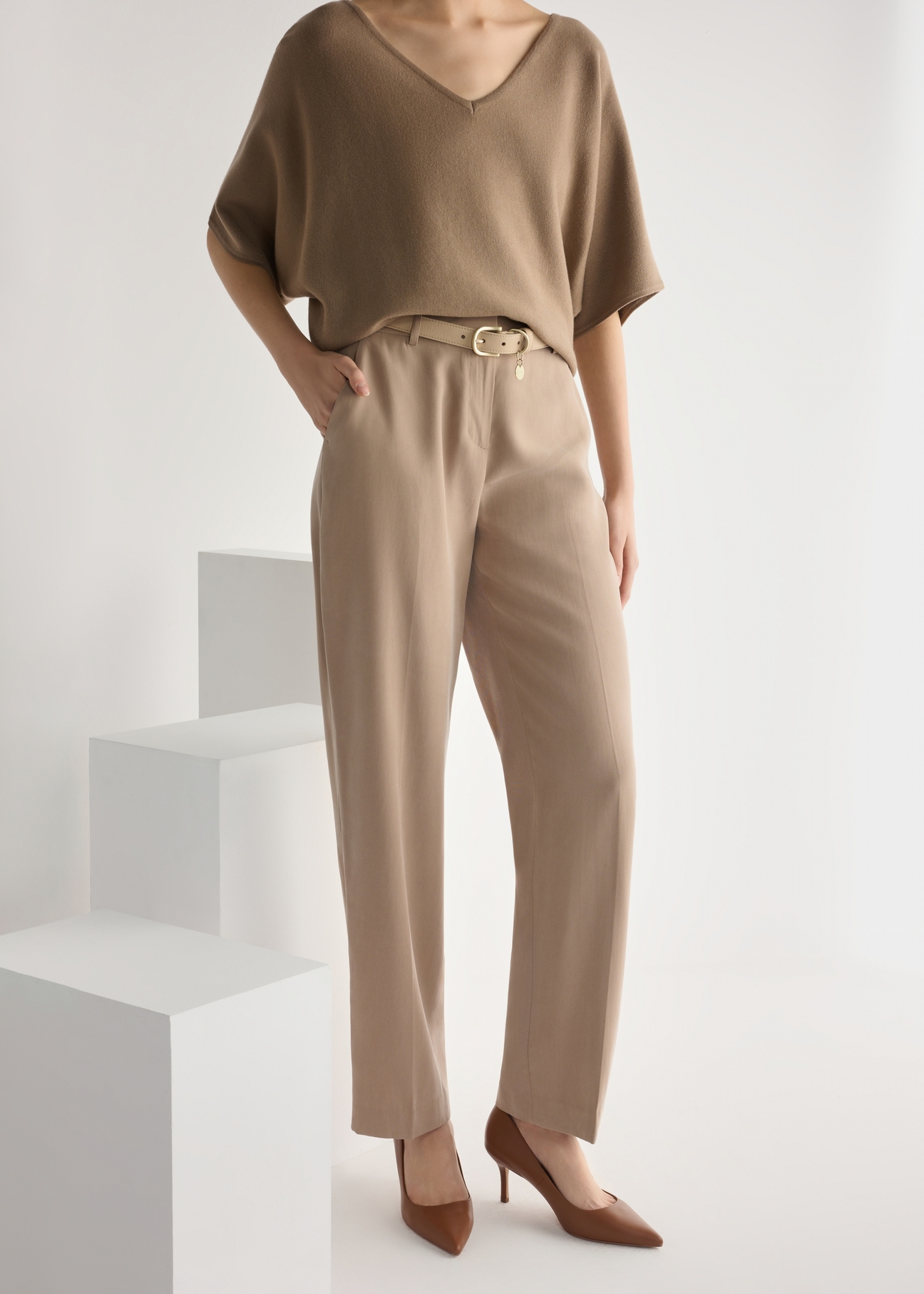 Коричневі жіночі шкіряні човники BUTYD-1031-88(W26)