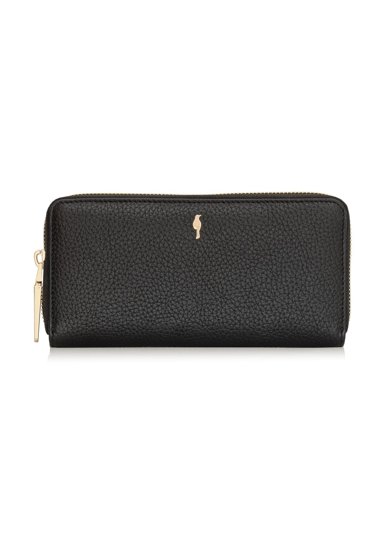 Чорний шкіряний жіночий гаманець PORES-0800R-9I(W26), вигляд виробу спереду на білому тлі.