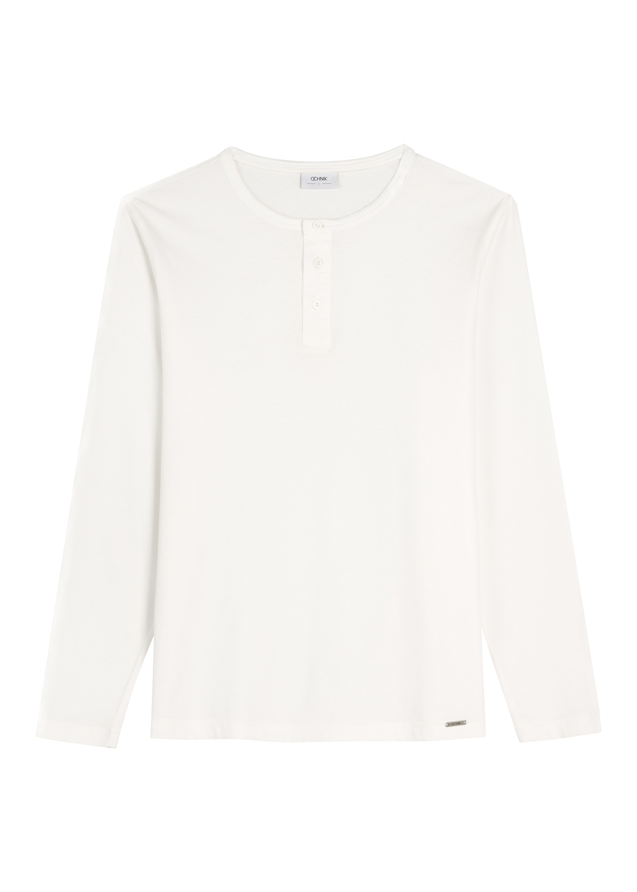 Чоловіча біла бавовняна футболка з лонгслівом LSLMT-0010-0B(W26), вигляд виробу спереду на білому тлі.