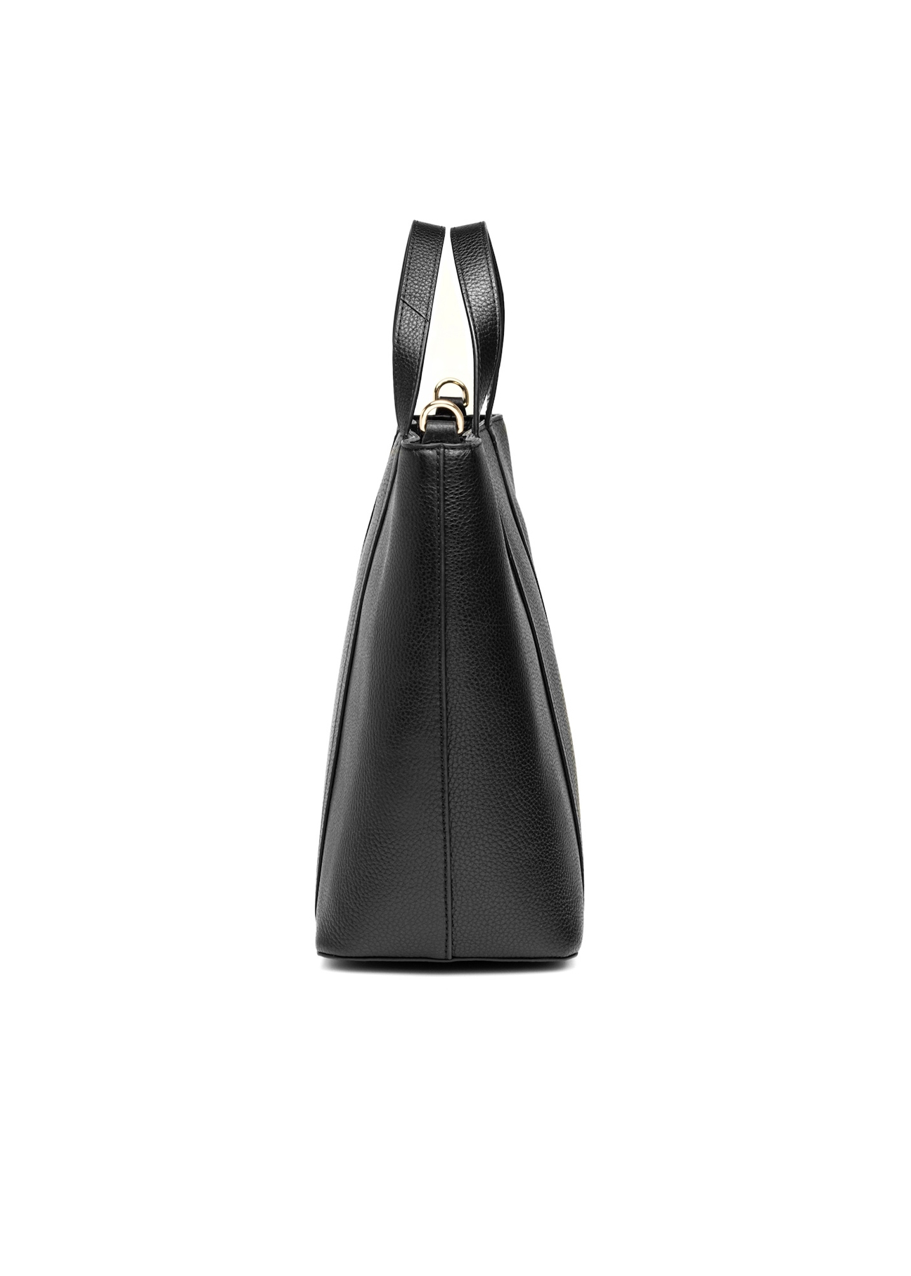 Чорна шкіряна сумка-шопер TORES-1272-9I(W26), вигляд виробу збоку на білому тлі.