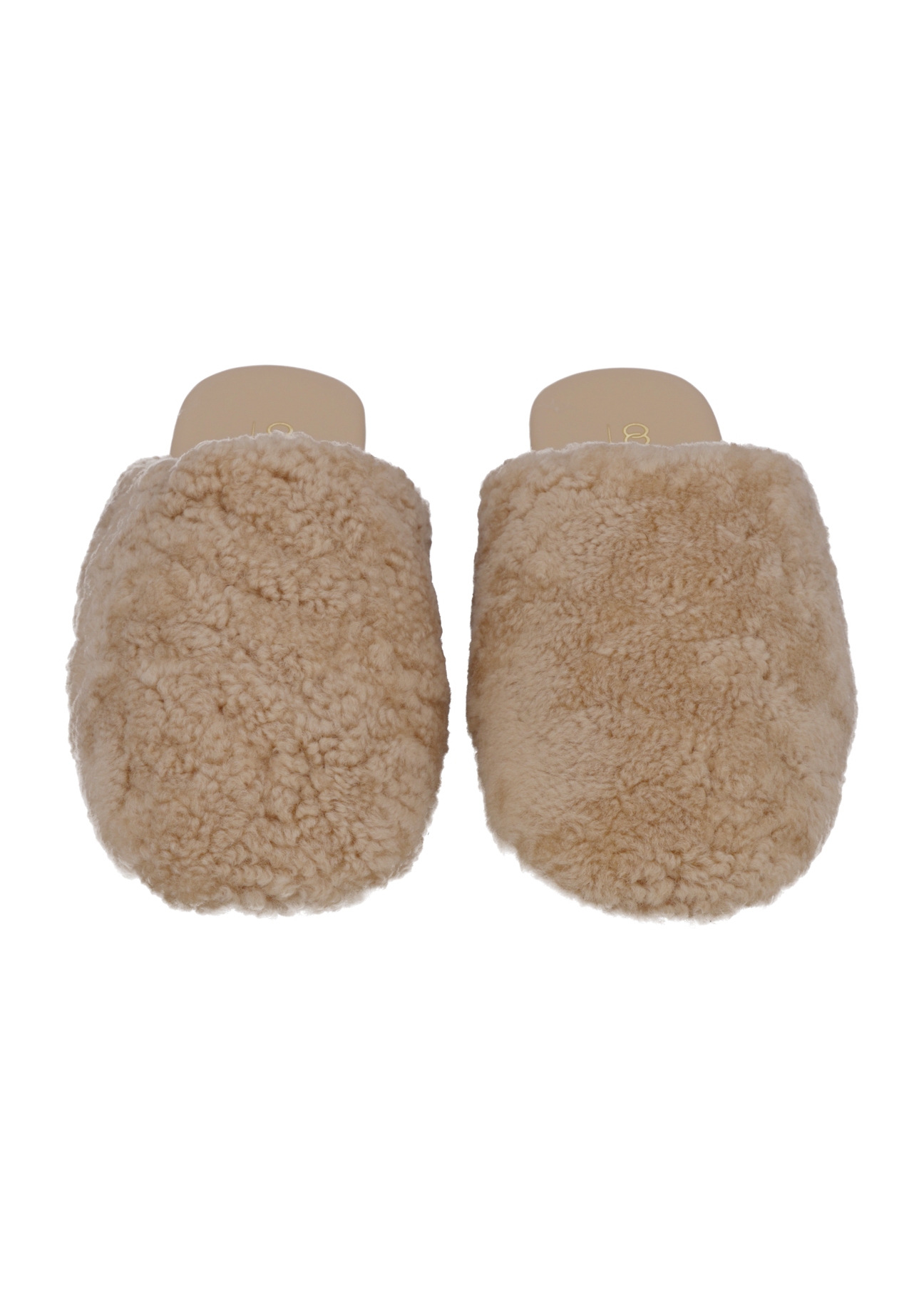 Бежеві вовняні жіночі капці BUTYD-1318-1B(Z26), вигляд виробу спереду на білому тлі.