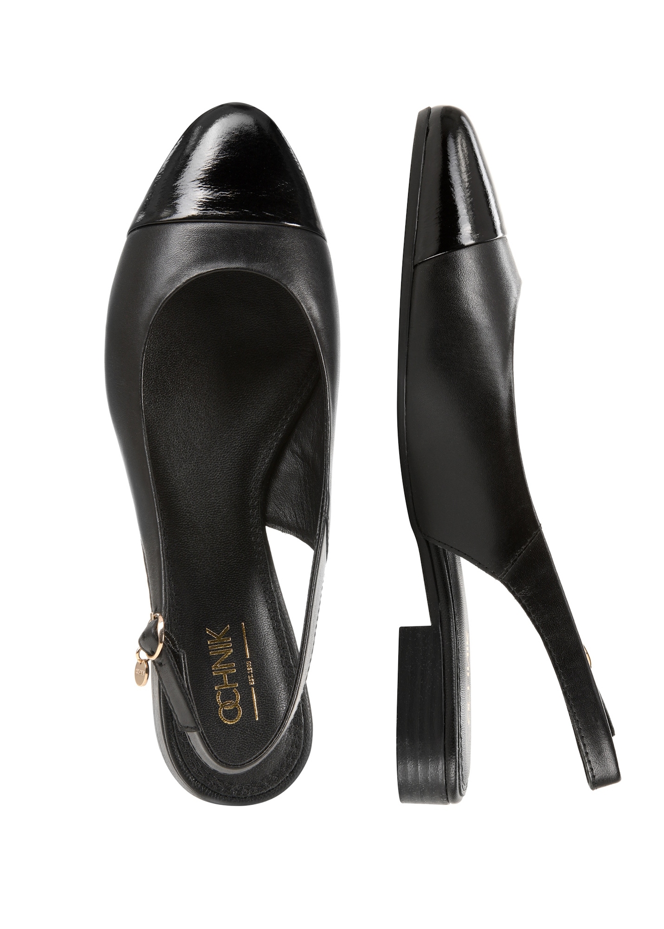 Шкіряні чорні балетки BUTYD-1052A-99(W26), вигляд виробу зверху на білому фоні.