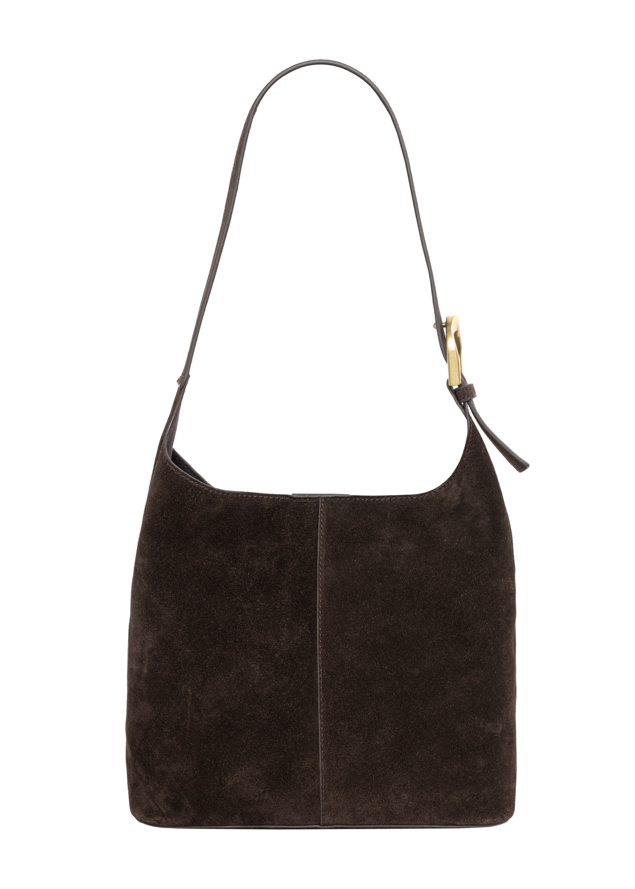 Коричнева замшева жіноча сумка TORES-1421-1I(Z26), вигляд виробу зі зворотного боку на білому фоні.