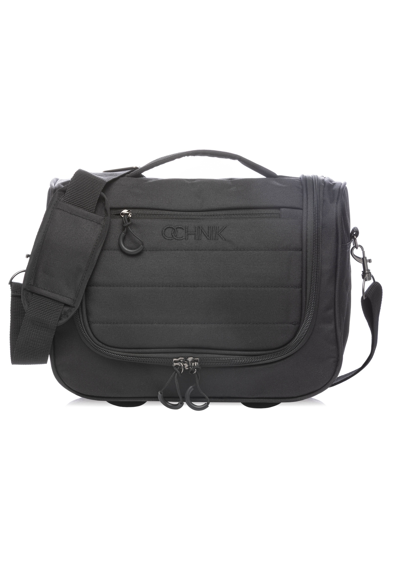 Чорна велика косметичка WALNY-0045-99-14(W26), вигляд виробу спереду на білому тлі.