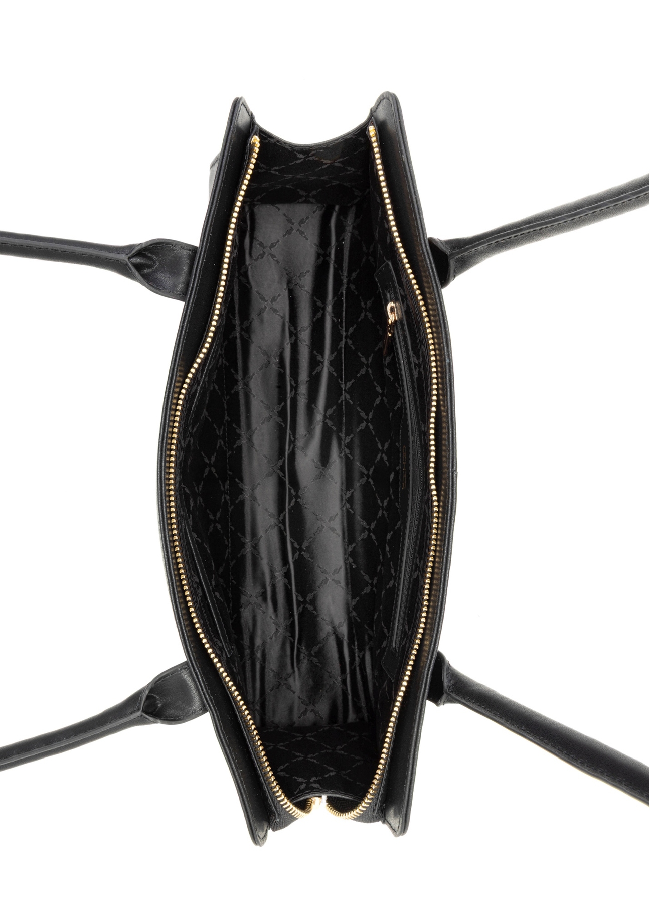 Чорна шкіряна жіноча сумка довгастої форми TORES-1259-99(W26), вигляд товару всередині на білому тлі.