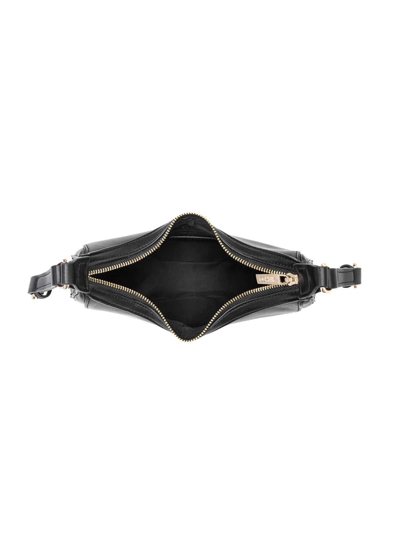 Чорна маленька сумка-хобо TOREC-1136-99(W26), вигляд товару всередині на білому тлі.