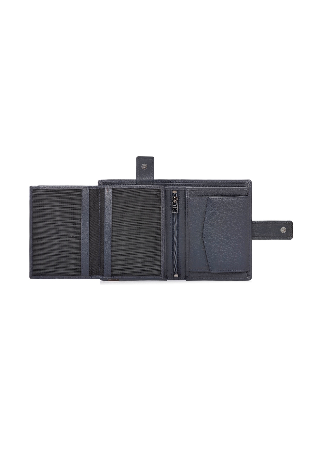 Чоловічий шкіряний гаманець темно-синього кольору PORMS-0695-7E(W26), вигляд виробу всередині на білому тлі.