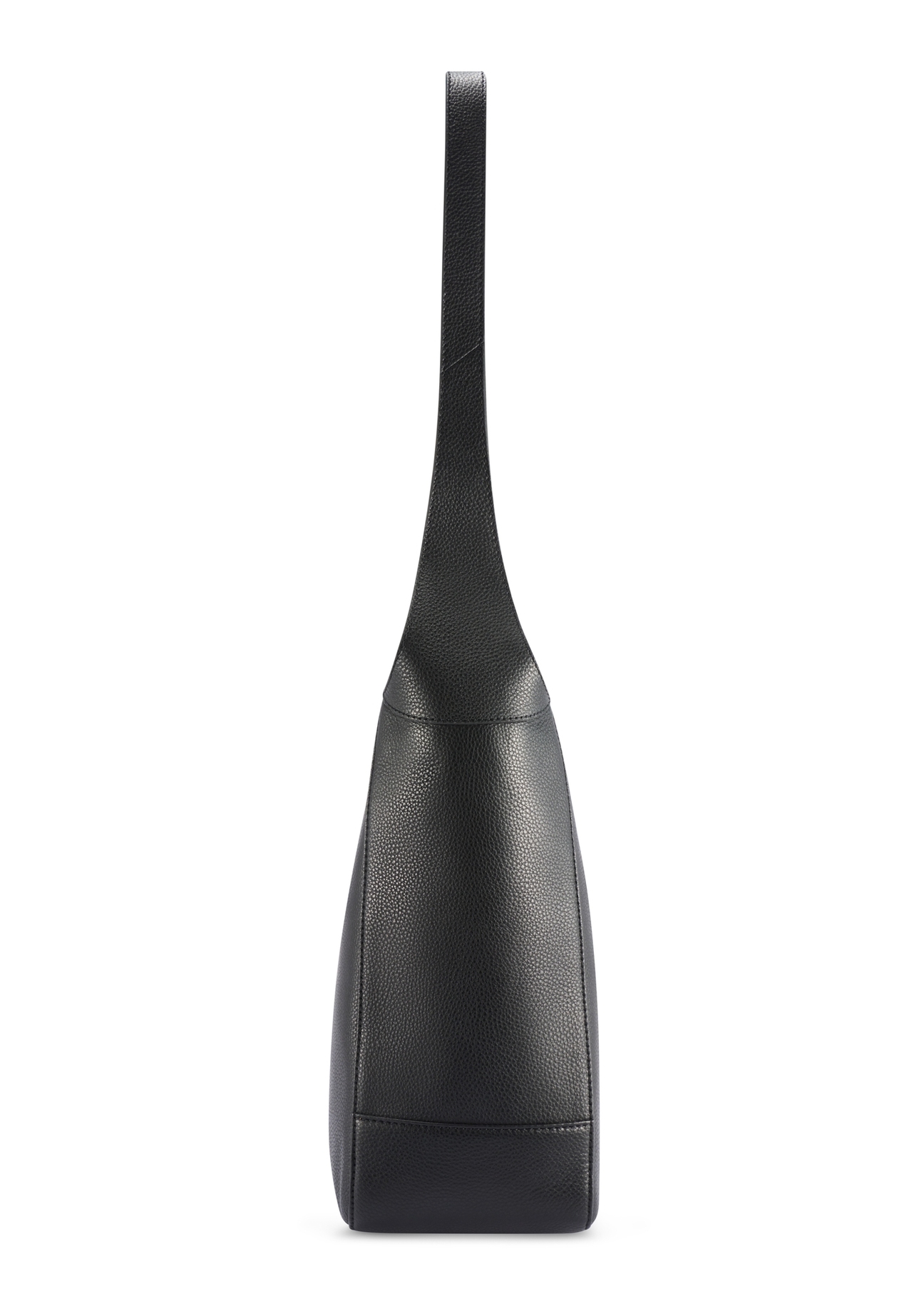 Чорна шкіряна сумка через плече середнього розміру TORES-1210-9I(W26), вигляд виробу збоку на білому тлі.