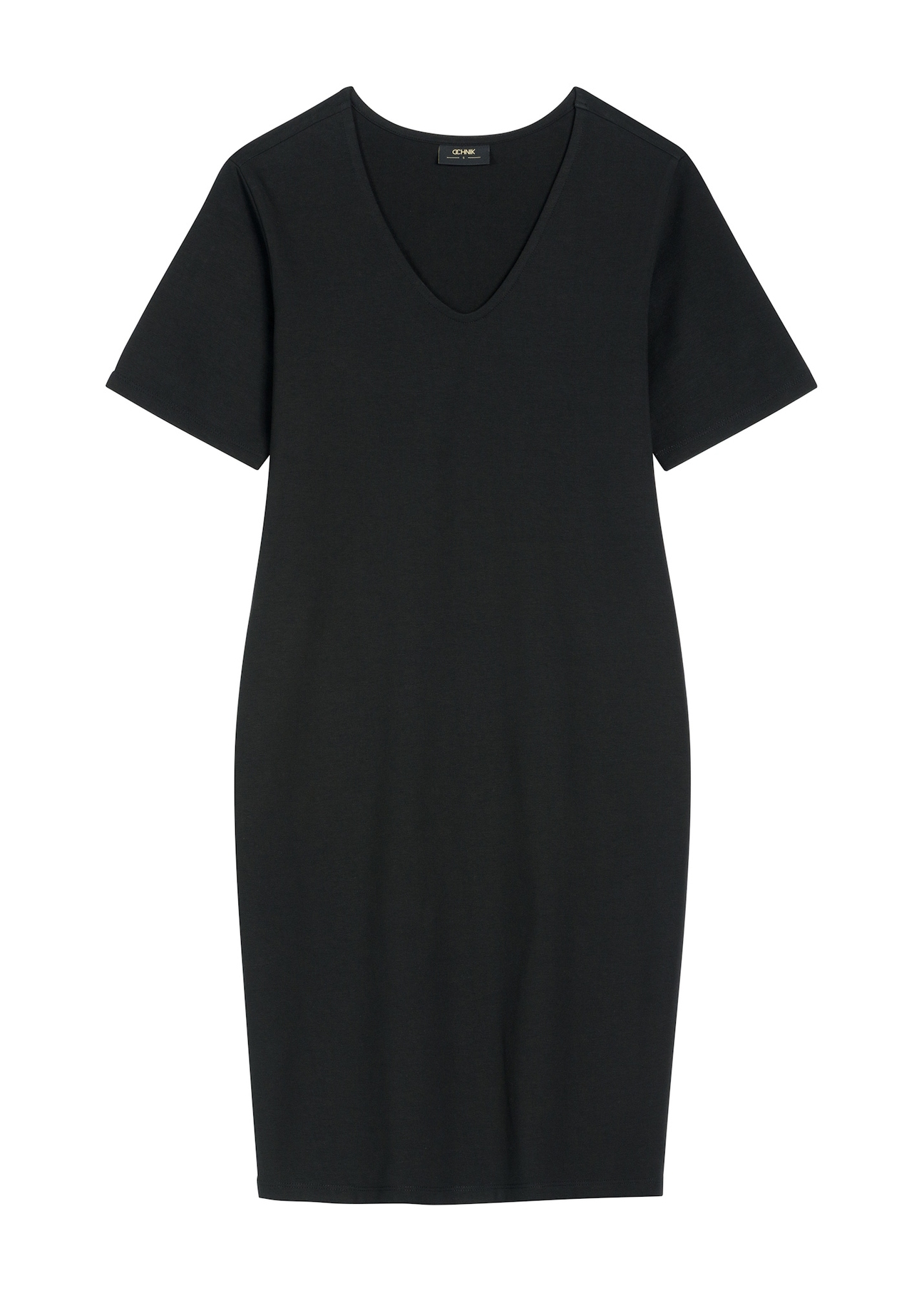 Чорна бавовняна сукня SUKDT-0185A-99(W26), вигляд виробу спереду на білому тлі.