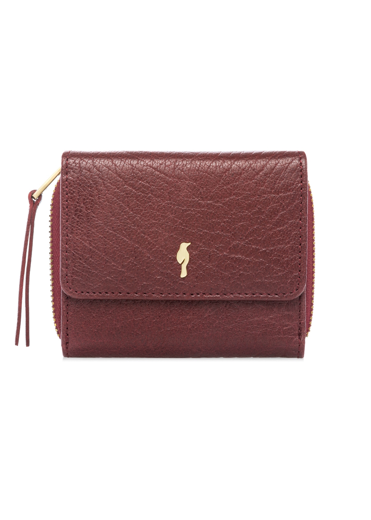 Невеликий складаний жіночий шкіряний гаманець PORES-0816-4C(W26), вигляд виробу спереду на білому тлі.