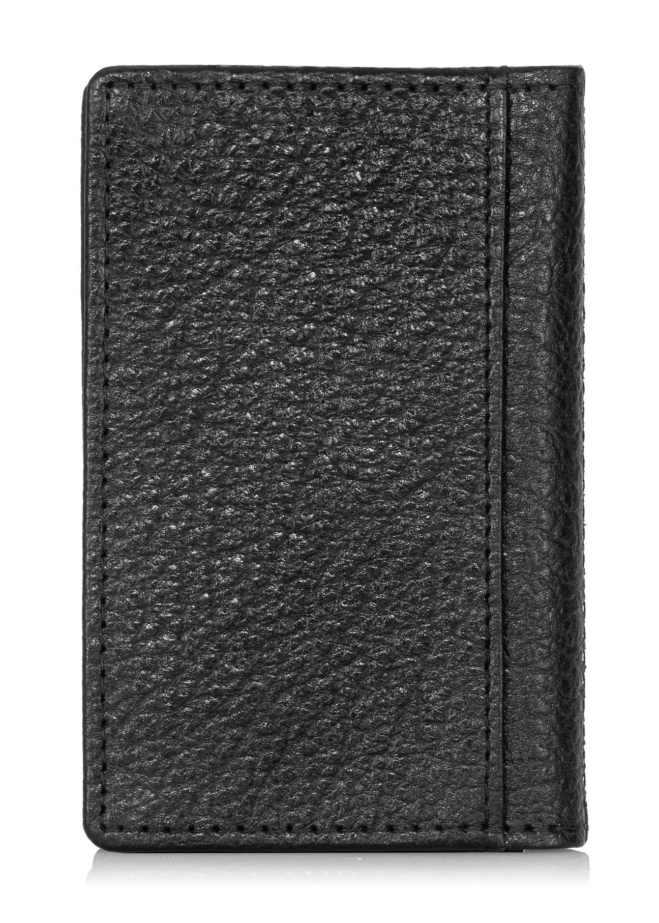 Футляр для карток із зернистої шкіри PORMS-0537A-99(Z25), вигляд виробу ззаду на білому фоні.