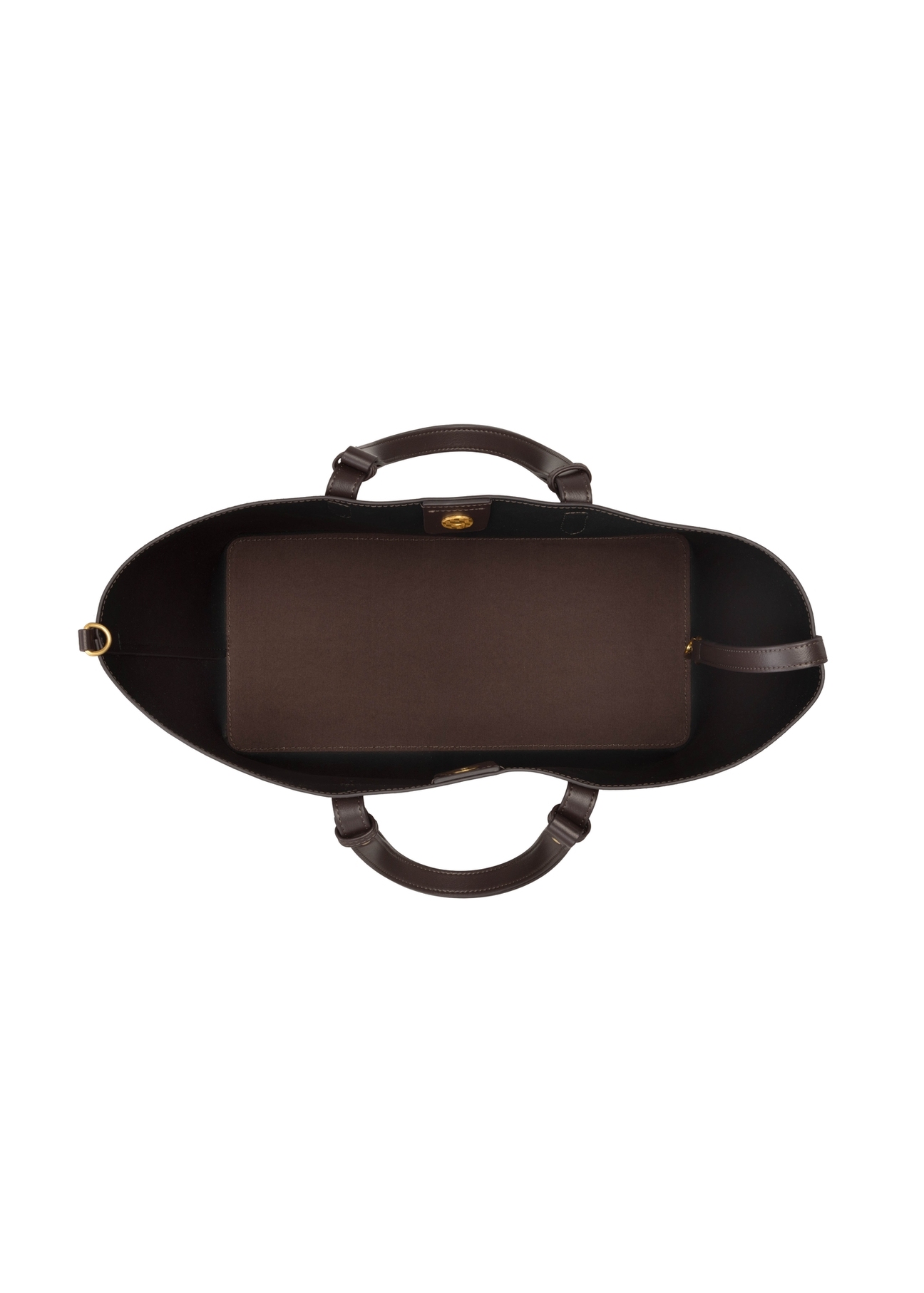 Коричнева жіноча сумка-шопер TOREC-1240-1H(W26), вигляд виробу всередині на білому тлі.