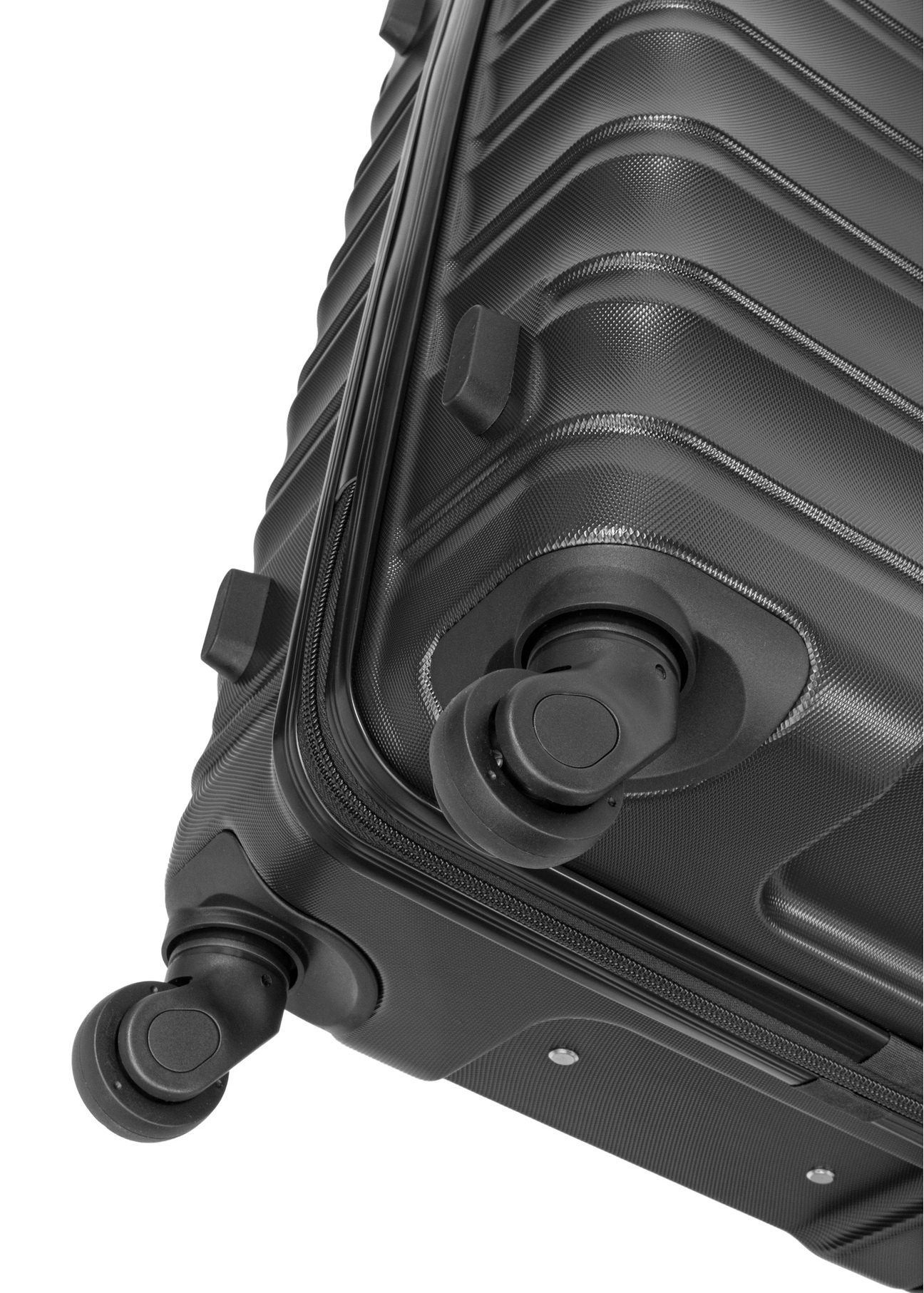 Комплект валіз-візків WALAB-0081-99(W26) 19'/24'/28', крупний план коліс продукту на білому фоні.