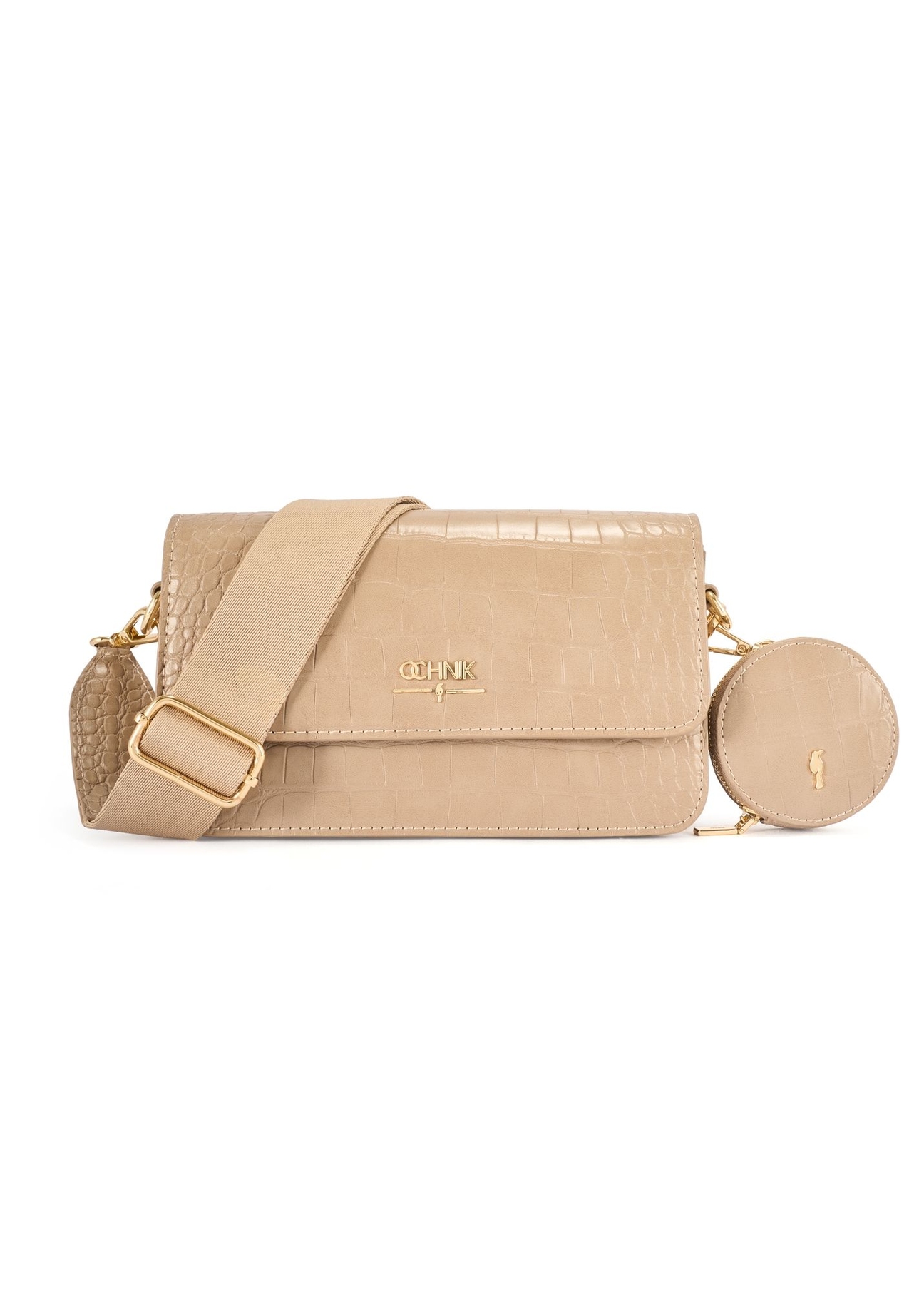 Mała beżowa torebka damska croco TOREC-1171-1D(W26)