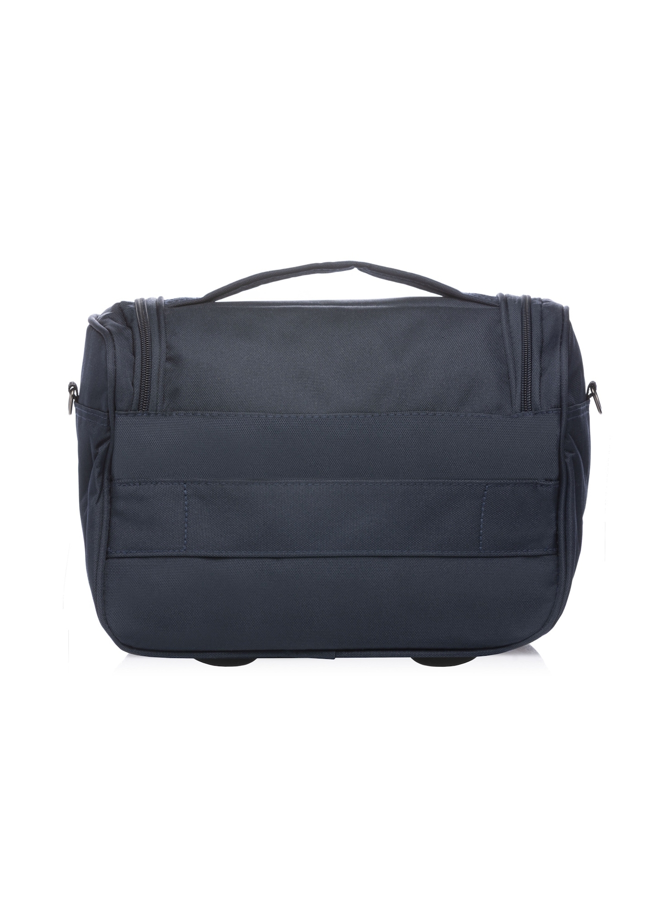 Велика косметичка темно-синього кольору WALNY-0045-7D-14(W26), вигляд виробу ззаду на білому фоні.