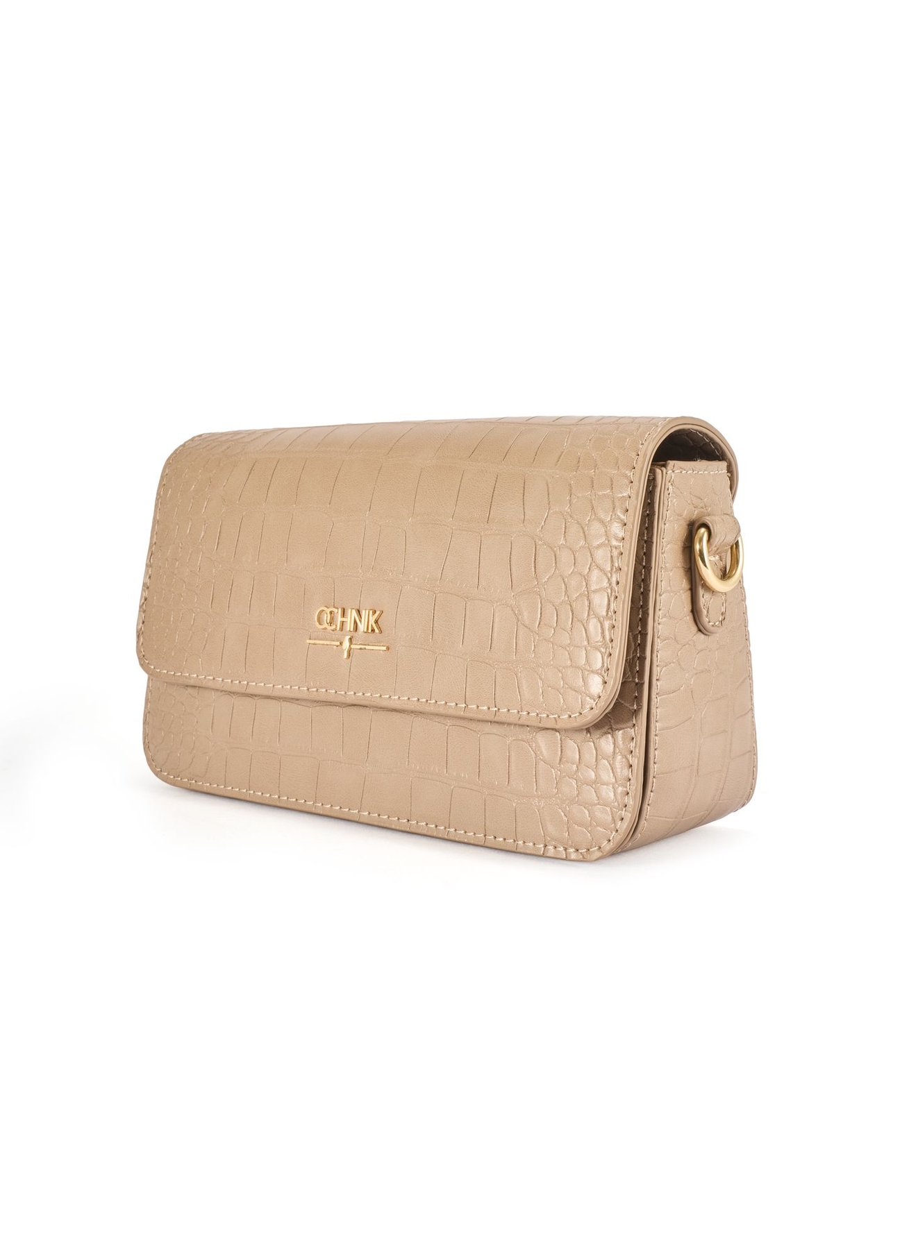 Mała beżowa torebka damska croco TOREC-1171-1D(W26)