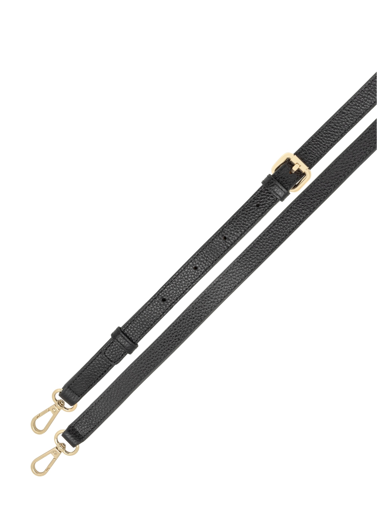 Чорна шкіряна жіноча сумка-месенджер TORES-1274-9I(W26), вигляд виробу з ремінцем на білому фоні.