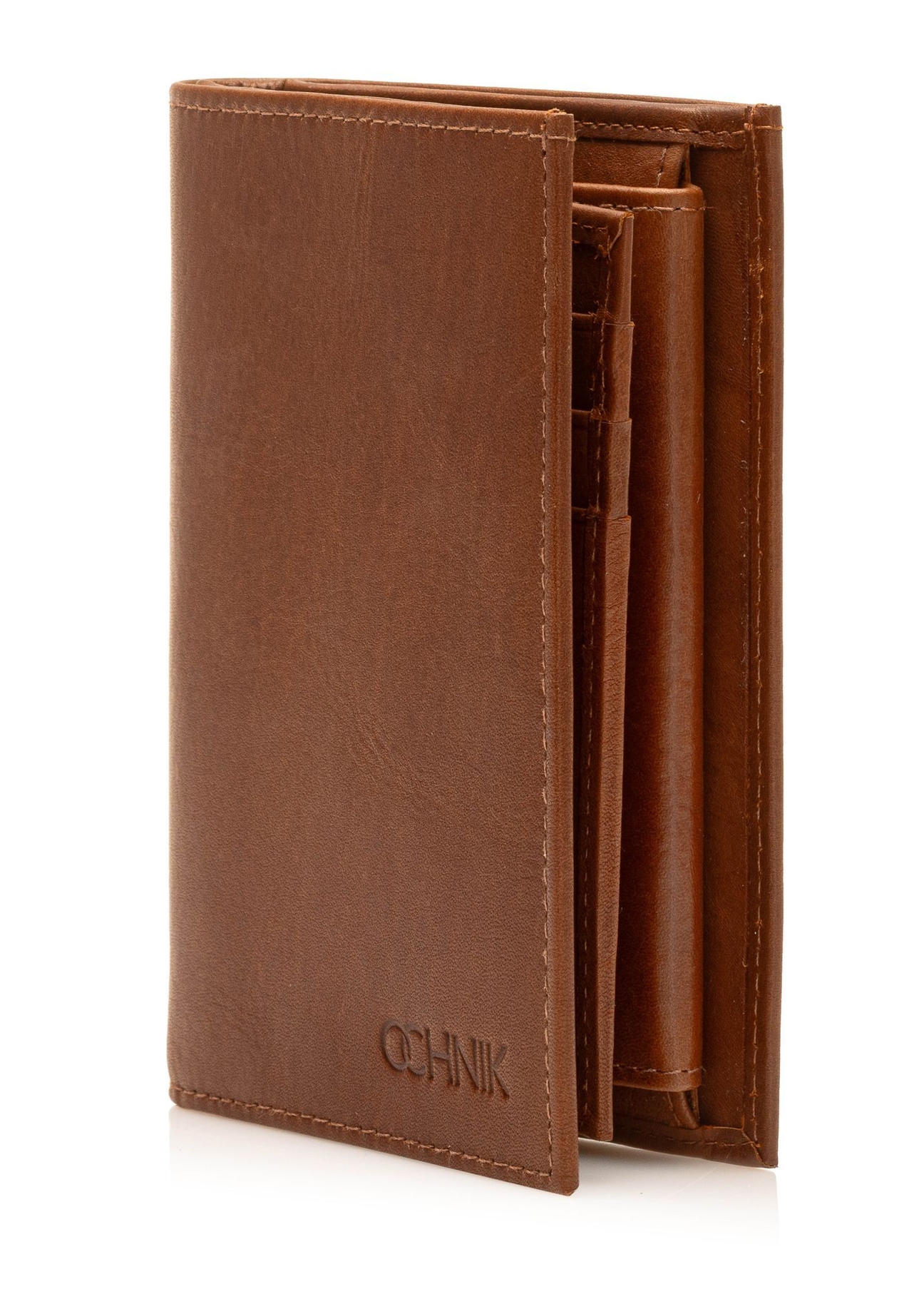 Чоловічий гаманець коньячного кольору PORMS-0300A-88(Z25), діагональний вигляд виробу на білому тлі.