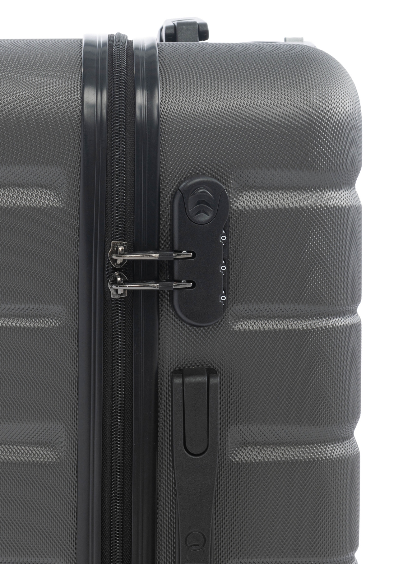 Велика валіза на колесах WALAB-0067-9B-28(W26), вигляд кодового замка на білому фоні.