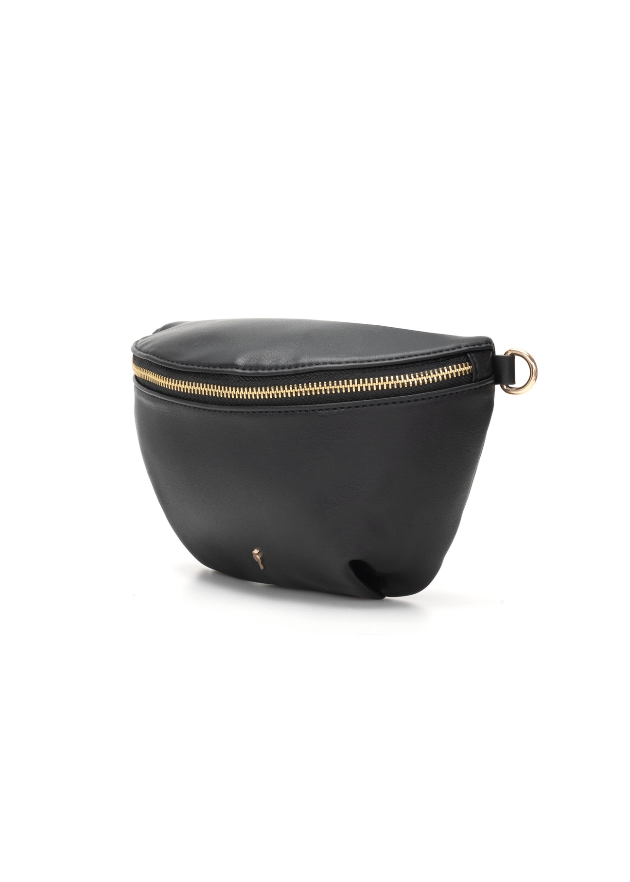 Чорна жіноча поясна сумка TOREC-1119-99(W26), діагональний вигляд виробу на білому фоні.