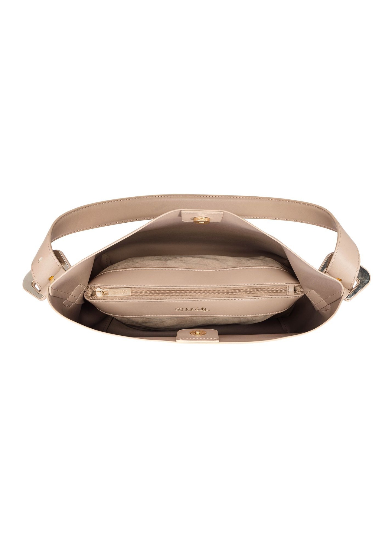 Бежева жіноча сумка-шопер TOREC-0903-1B(W26), вигляд виробу всередині на білому фоні.