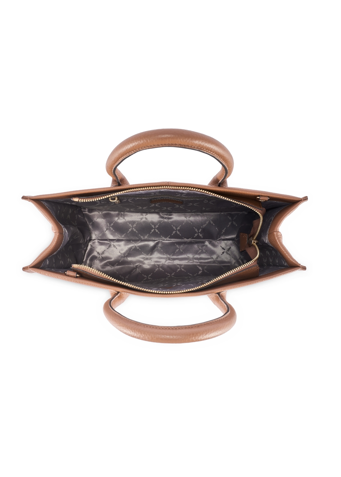 Жіноча шкіряна сумка кольору верблюжої шкіри TORES-1206-1D(W26), вигляд виробу всередині на білому тлі.