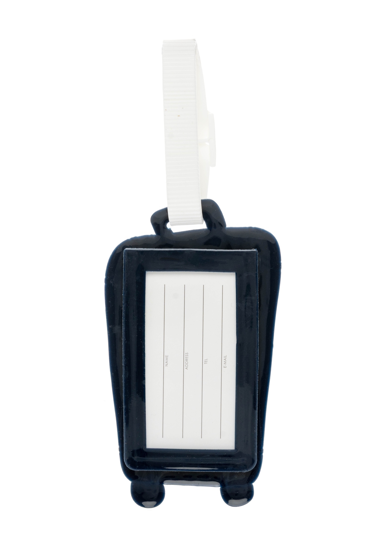 Багажна бирка AW-012-0012-7D(W26), вигляд виробу ззаду на білому тлі.