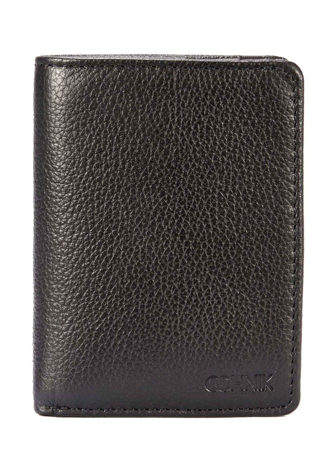 Чорний чоловічий шкіряний гаманець PORMS-0635A-99(Z25), вигляд виробу спереду на білому тлі.