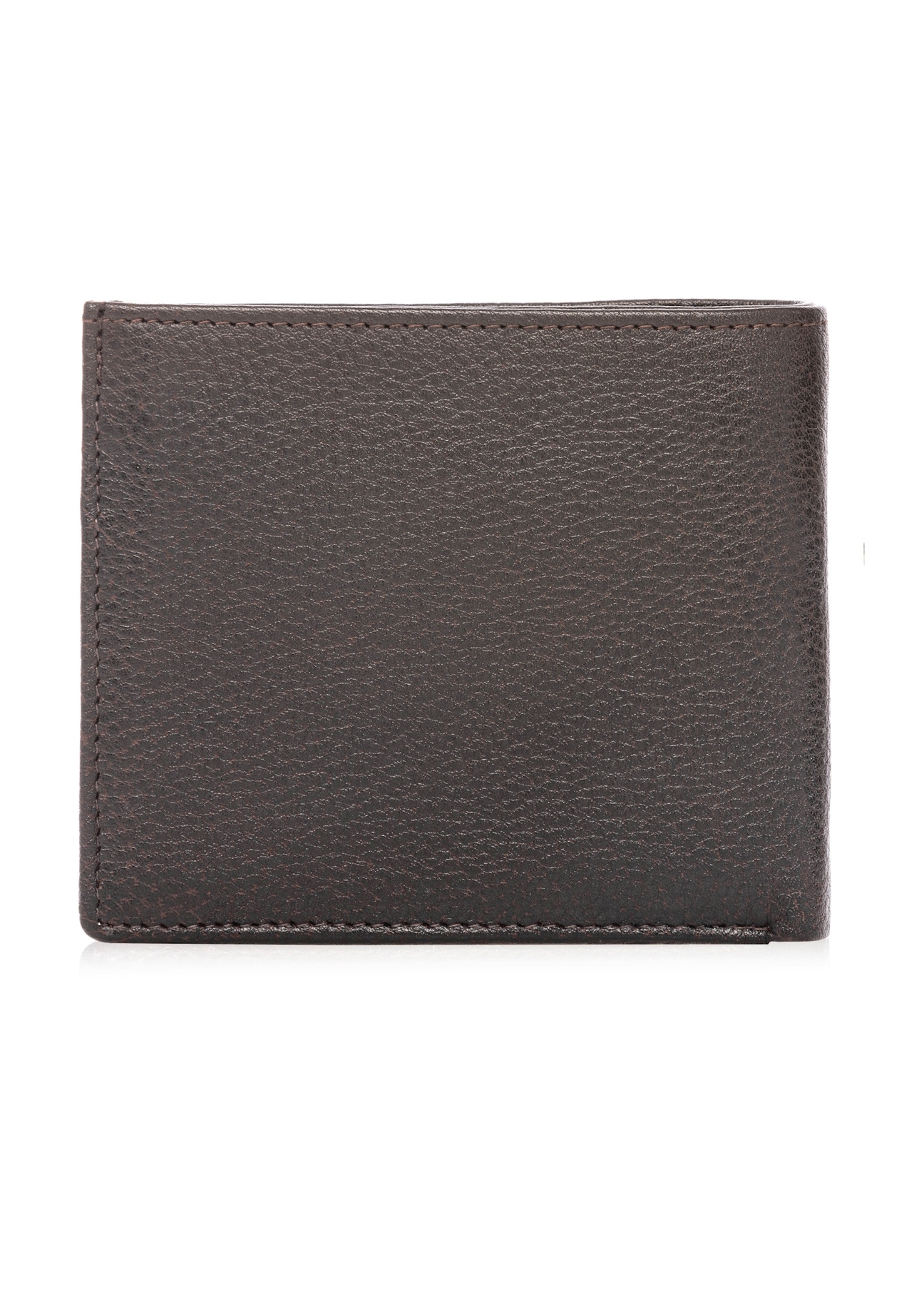 Чоловічий темно-коричневий шкіряний гаманець PORMS-0685-1I(W26), вигляд виробу ззаду на білому фоні.