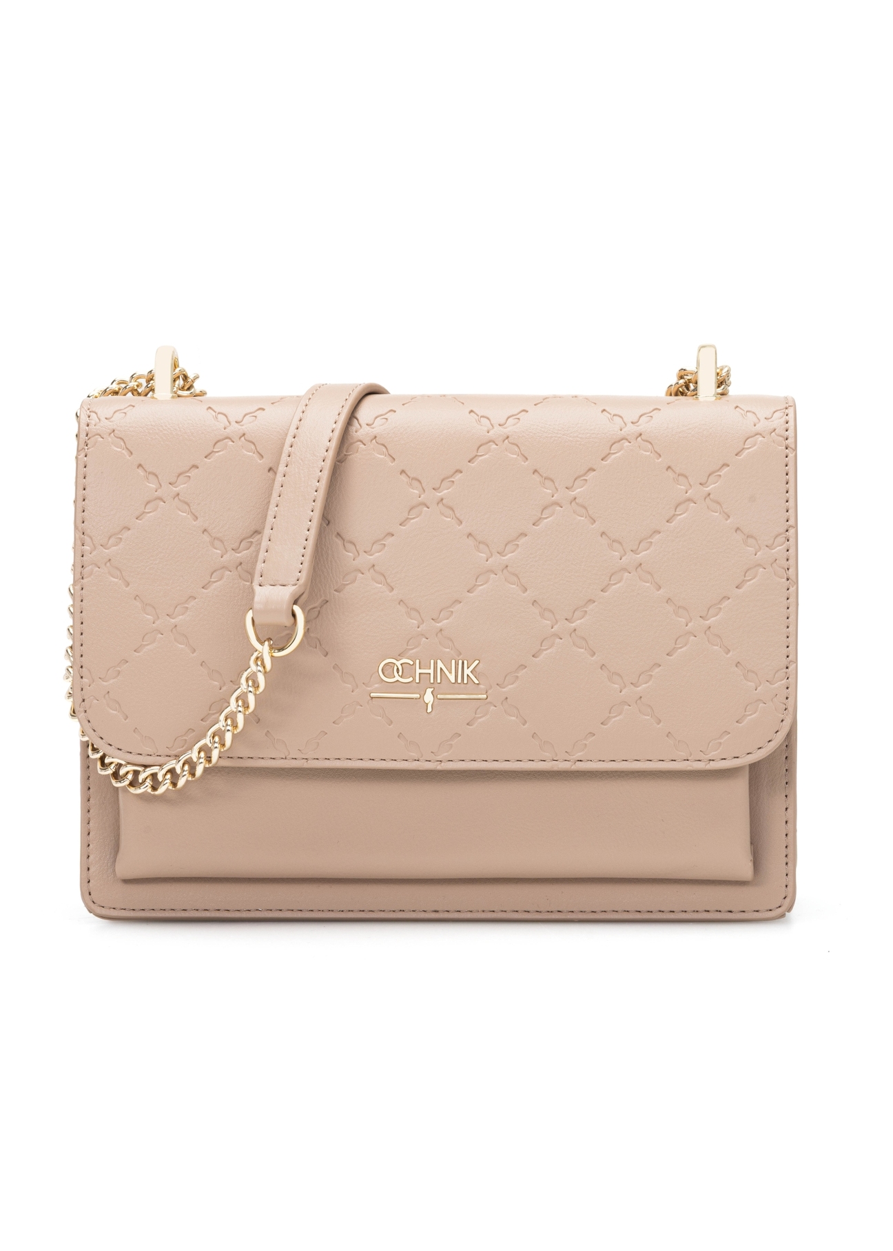 Beżowa torebka damska z monogramem TOREC-1155-1A(W26)