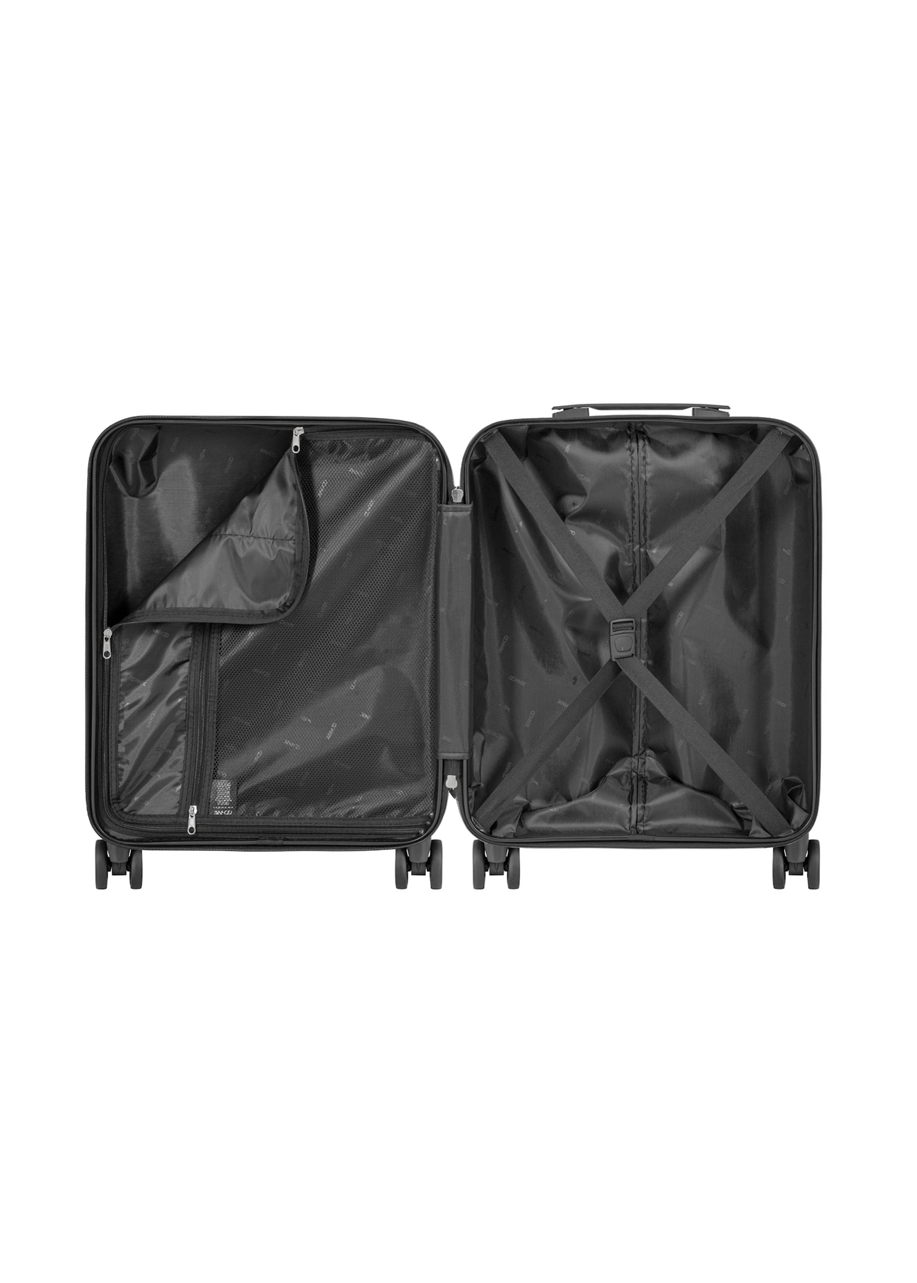 Маленька візерунчаста валіза на колесах WALAB-0074-1P-19(W26), вигляд виробу всередині на білому тлі.