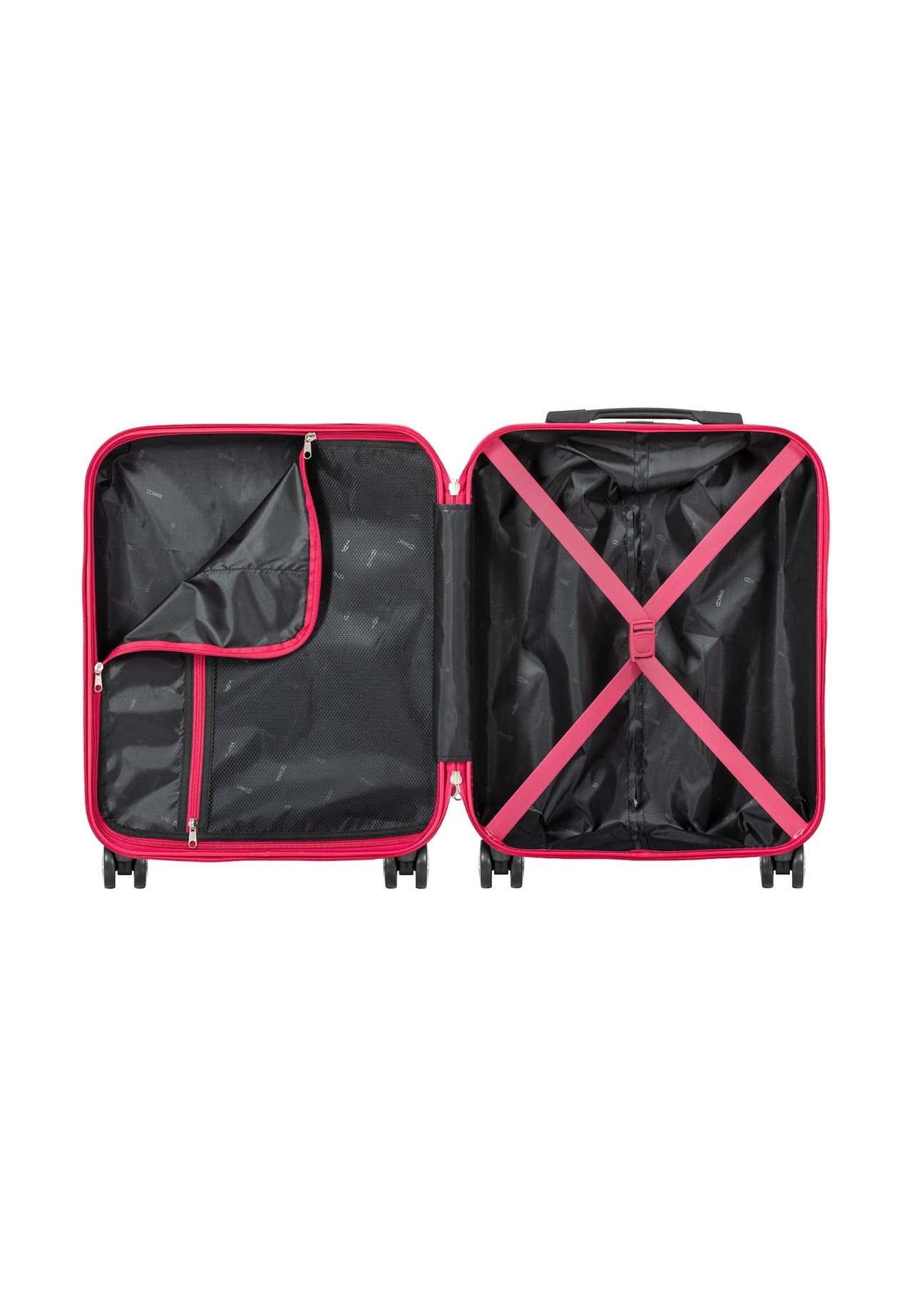 Маленька валіза на колесах WALAB-0040-5E-19(W26), вигляд виробу всередині на білому тлі.