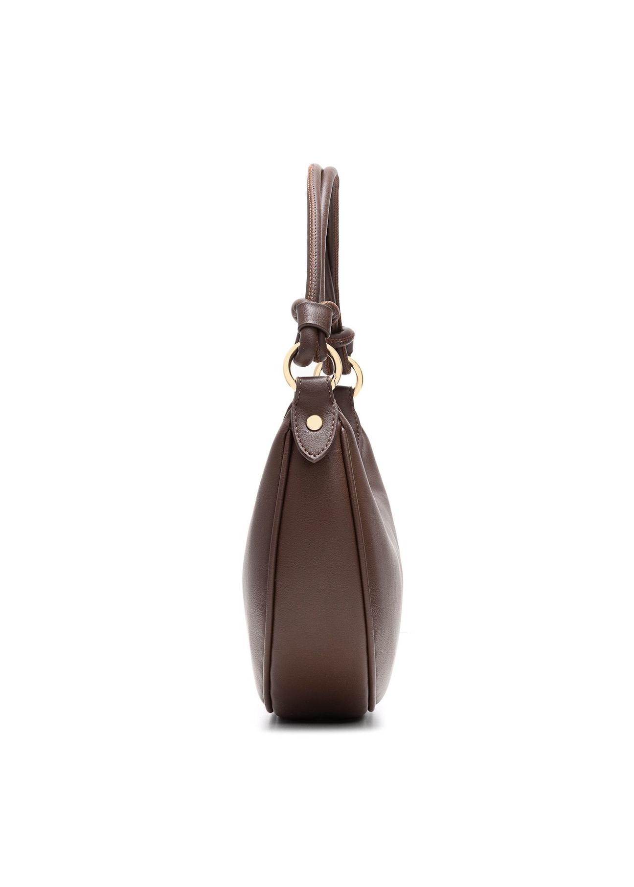 Коричнева маленька жіноча сумка-хобо TOREC-1097-89(Z25), вигляд виробу збоку на білому фоні.