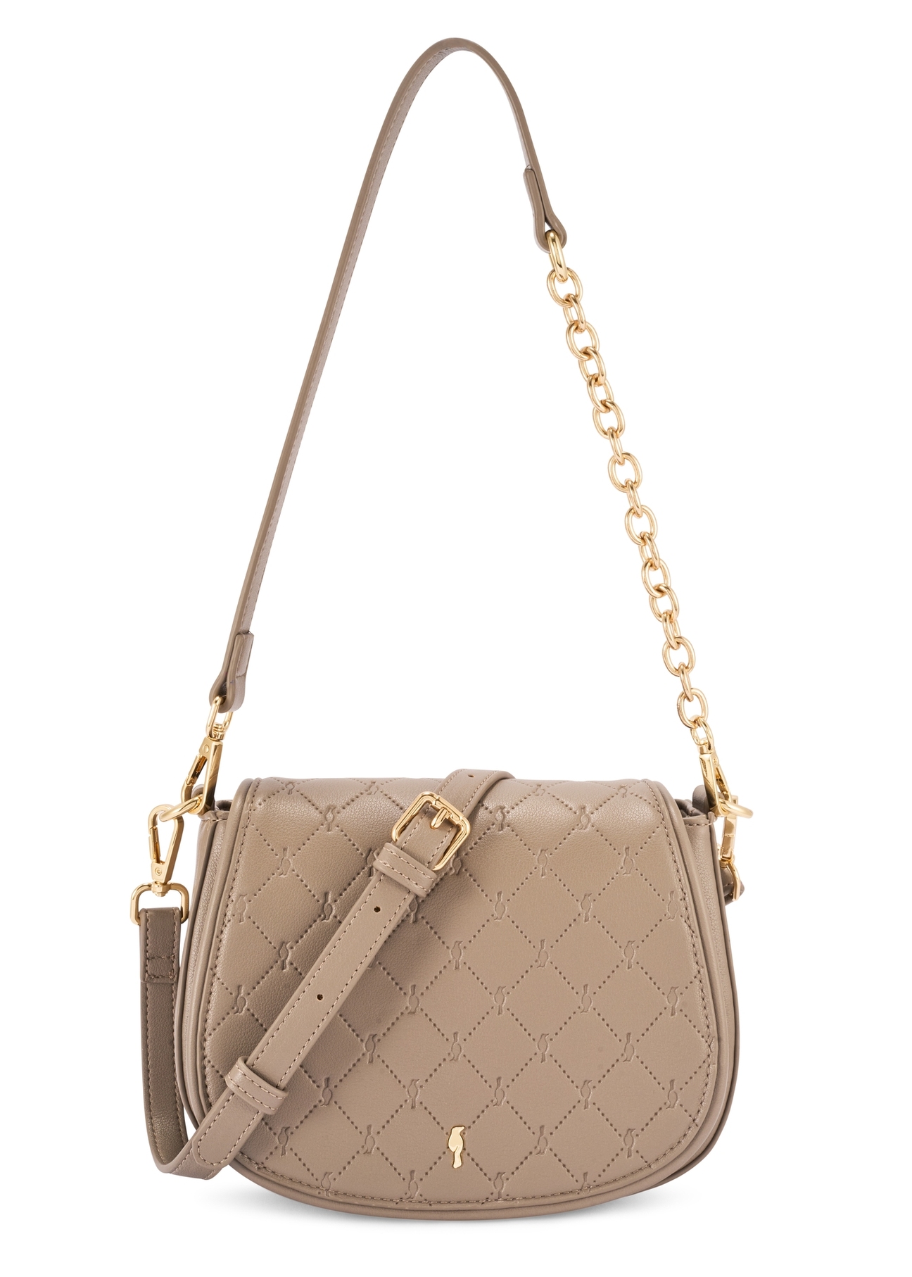 Бежева жіноча сумка-месенджер TOREC-1179-1P(W26), вигляд виробу спереду на білому тлі.