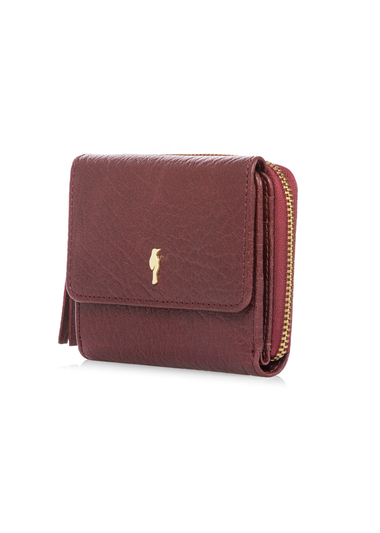 Невеликий складаний жіночий шкіряний гаманець PORES-0816-4C(W26), діагональний вигляд виробу на білому фоні.